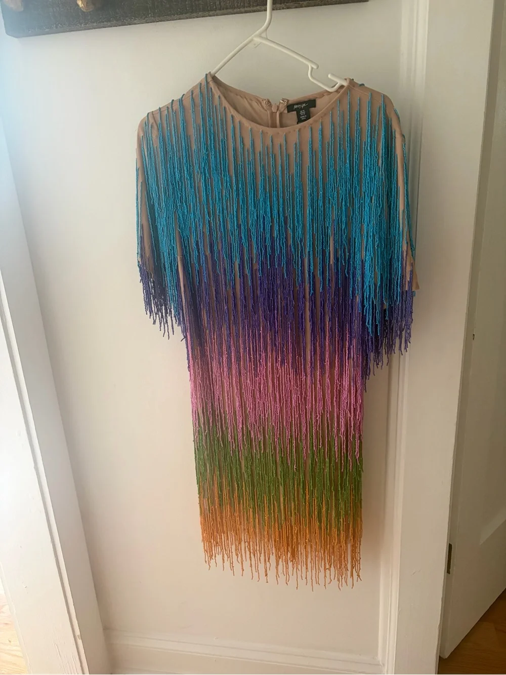 Brand New Nasty Gal Beaded Fringe Multi-Color Mini Dress SZ 10 - Picture 1 of 3